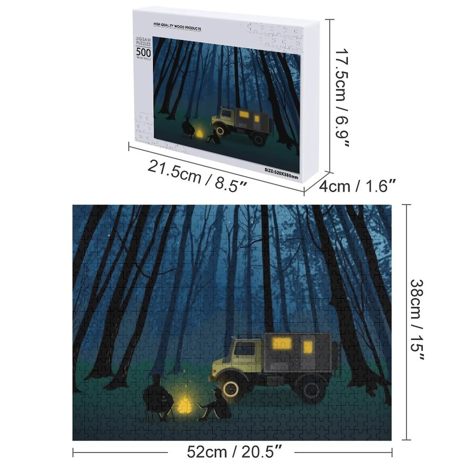 Crepúsculo Unimog Overlander bosque Camping rompecabezas juguete para bebé composición de madera para niños rompecabezas