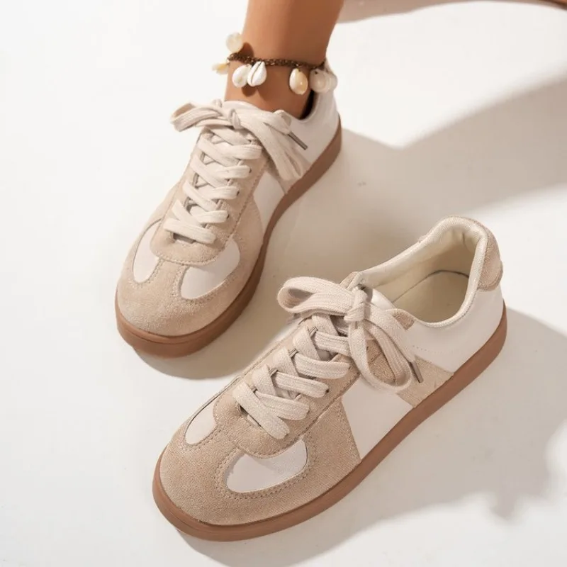 Women Sneakers new Fashion Round Toe Casual Lace Up Shoes for Women Patchwork Retro Outdoor Flat Sneakers Women Zapatos De Mujer
