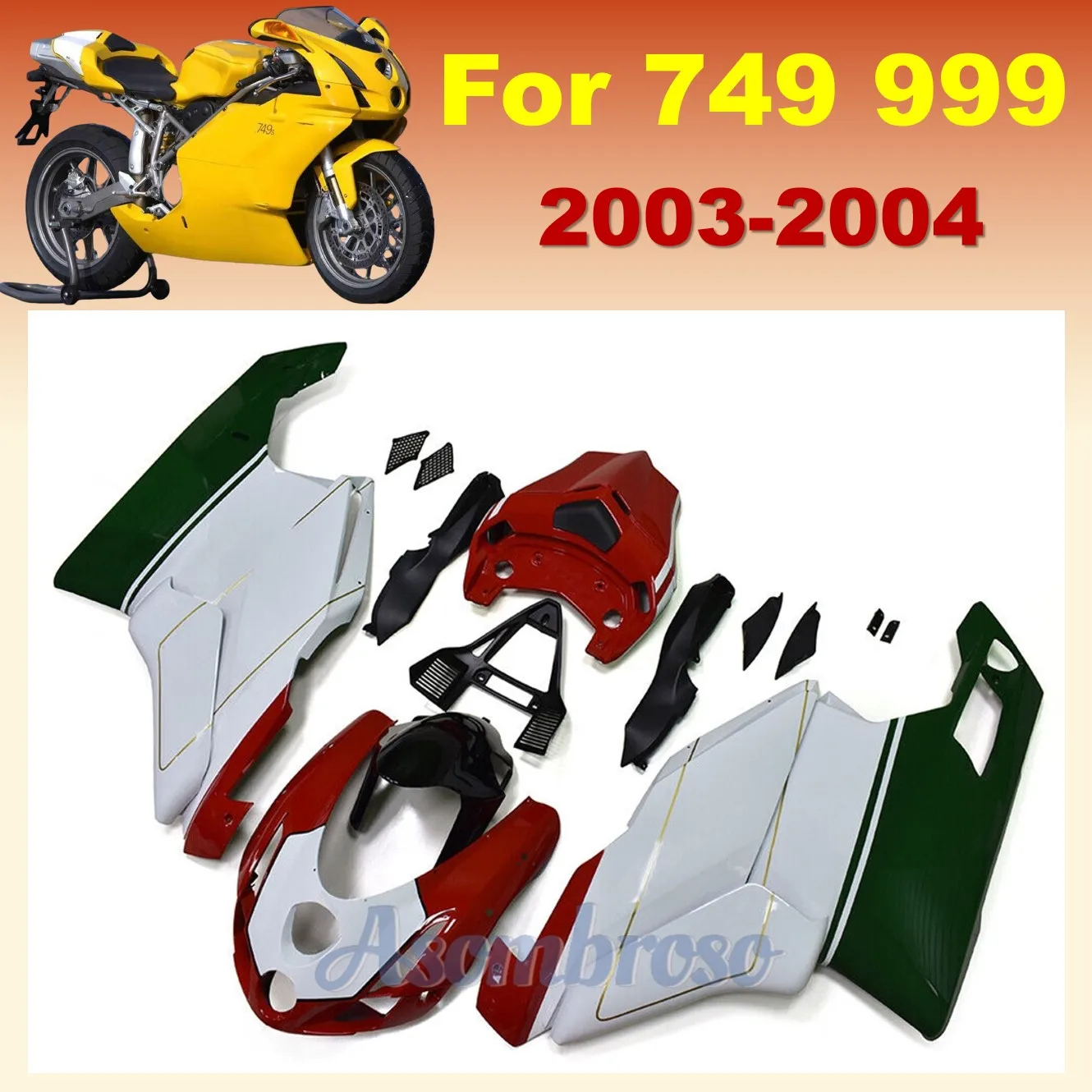 Injection Molding Body Shell for 749 999 2003 2004 999/749 749s 03 04  White Red Green Motorcycle Fairing Kit