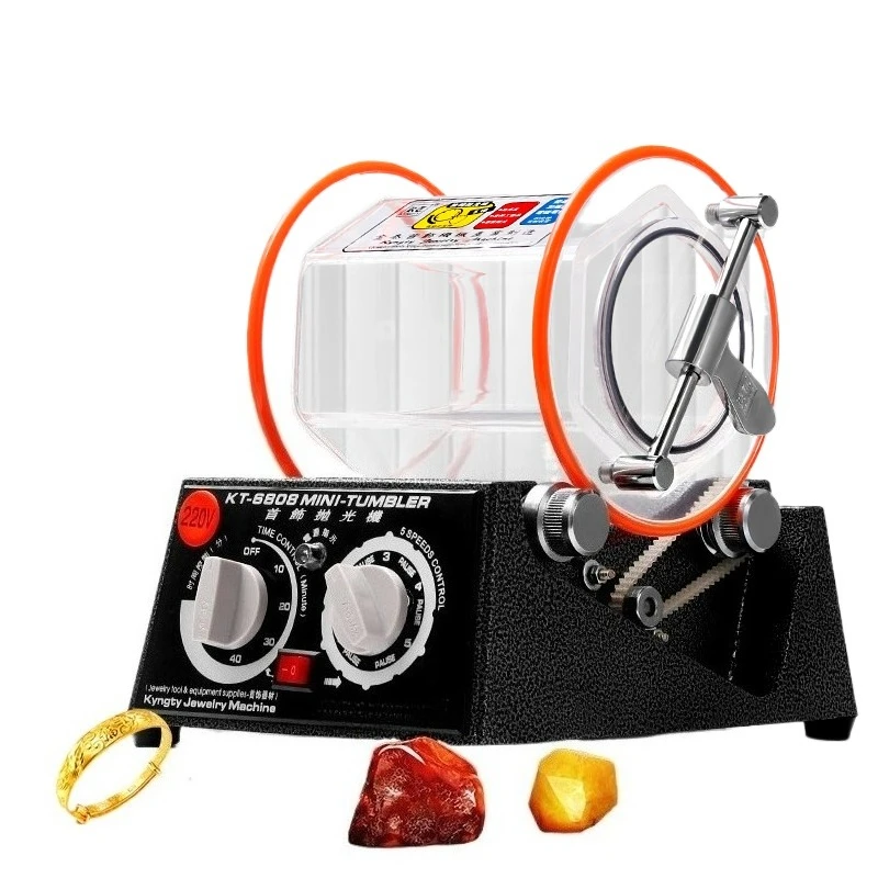 KT-6808 Rotary Jewelry Tumbler - 5 Speed Timer Polisher for Coins Metals Deburring & Rust Removal