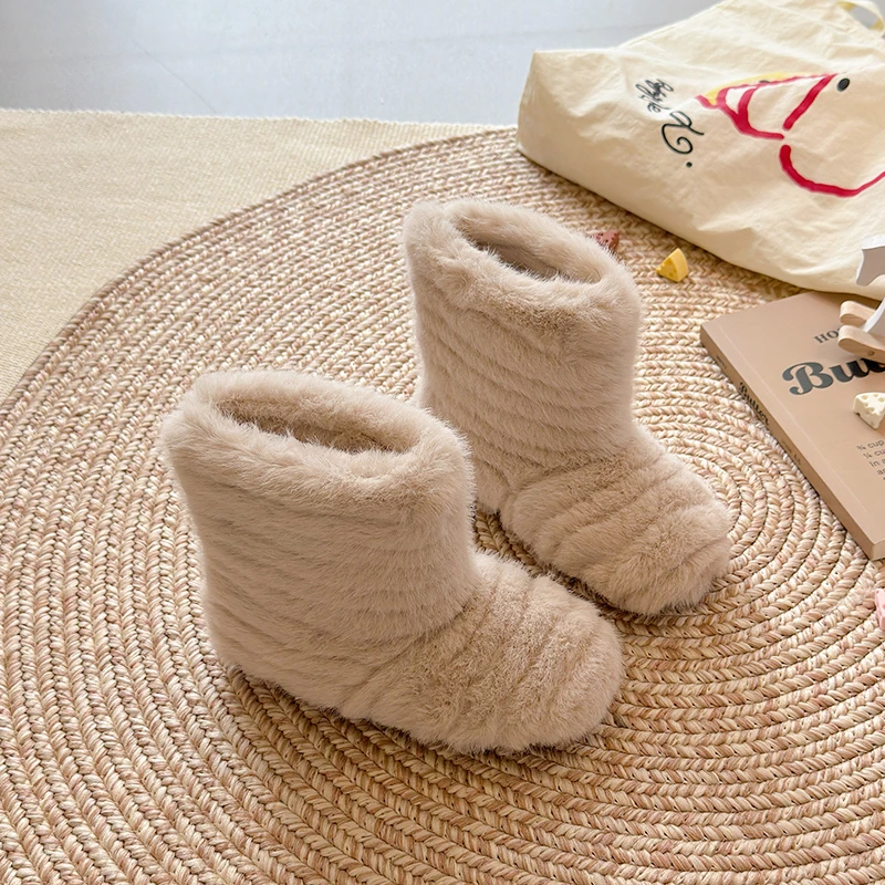 

Детские плюшевые сапоги в корейском стиле, детские термосапоги с мягкой подошвой, теплые и удобные зимние ботинки 2025 года, новые короткие сапоги для девочек с круглым носком