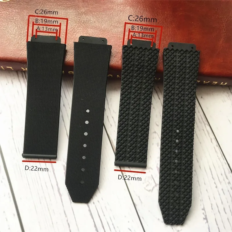 For Hublot Rubber Watch Strap Yubo Big Bang Series Striped Plaid Waterproof Silicone Men Women Sports 26x19mm 24x17mm Watchband