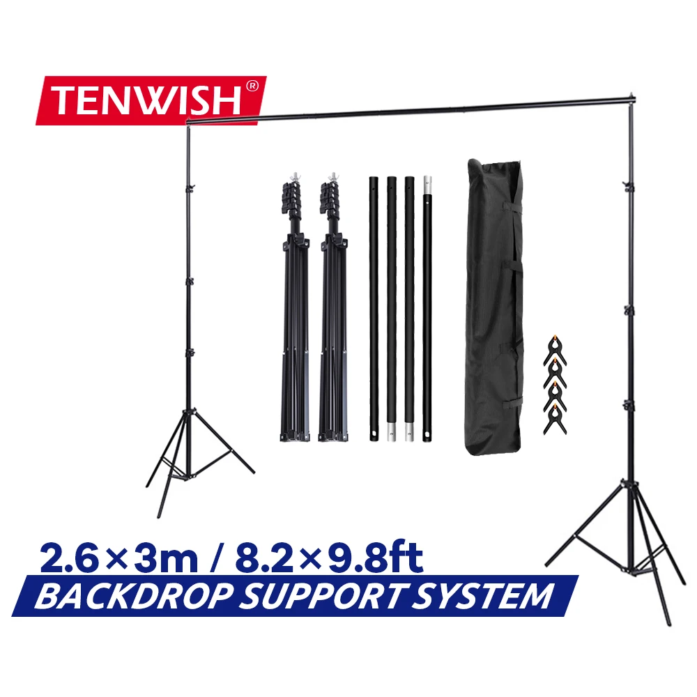 

TENWISH Backdrop Support System Kit with Carrying Bag Chromakey Background Holder Picture Frame for Photo Video Studio Portrait