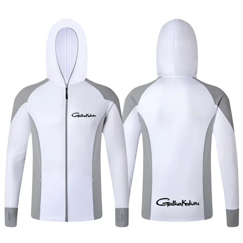 

Outdoor Sunscreen Fishing Shirts Summer Breathable Moisture Wicking Thin Ice Silk Sunscreen Hooded Long-sleeved Fishing Clothing