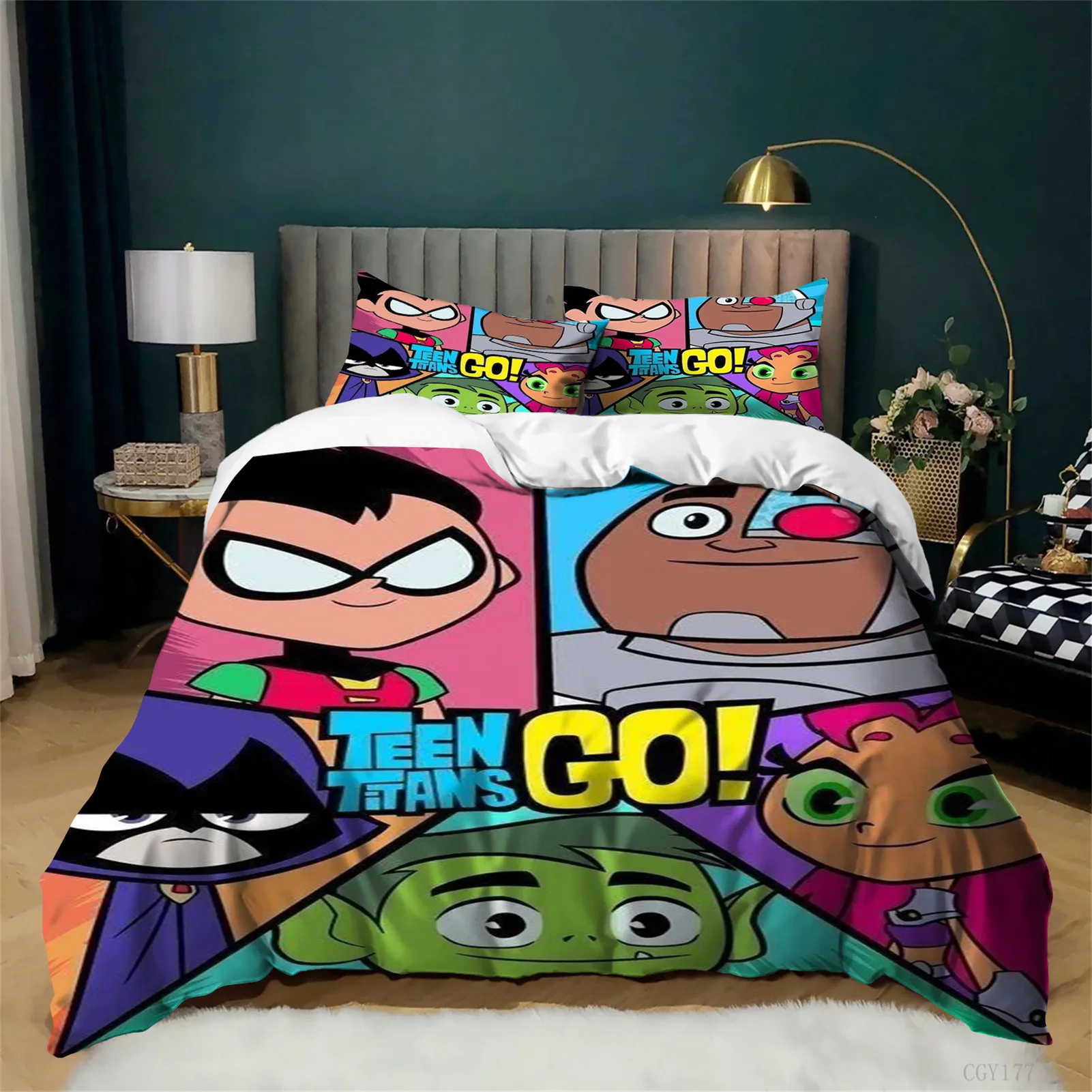 

Комплект постельного белья из 3 предметов для всех сезонов, легкий комплект постельного белья Teen Titans Go, удобный комплект пододеяльников Twin