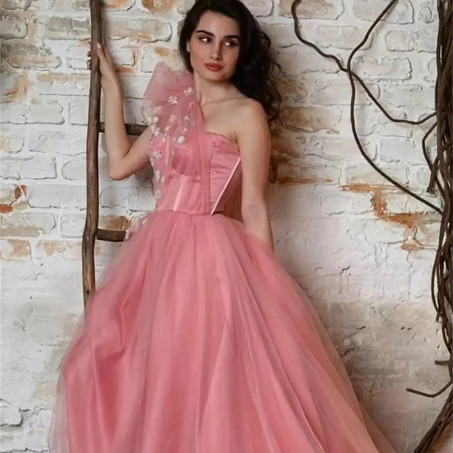 

Aileen One Shoulder Pink Sweetheart Prom Dresses 2024 Formal Dress Party Elegant Woman Evening Wedding Sharon Happy Graduation