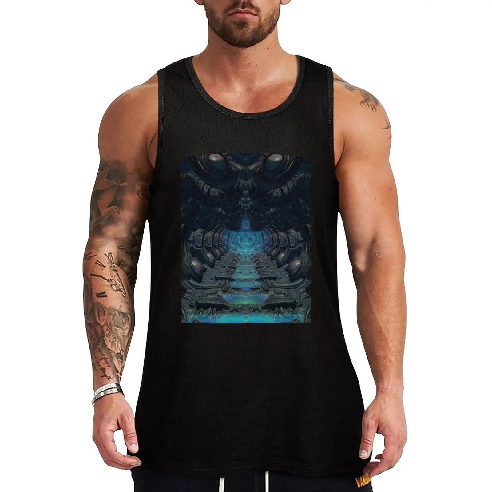

Tunnel - biomechanic fantasy 3D illustration - original Version Tank Top Urban Casual Tank Top Streetwear Sleeveless Shirt