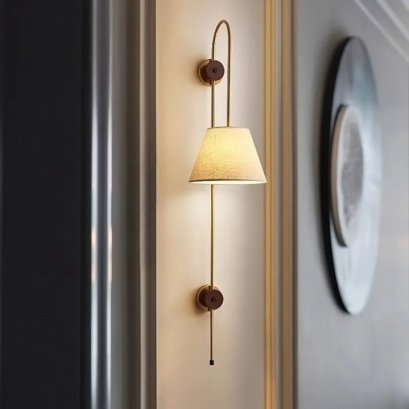 French medieval long strip wall lamp, living room, American minimalist creative background wall lamp, hotel new bedside lamp