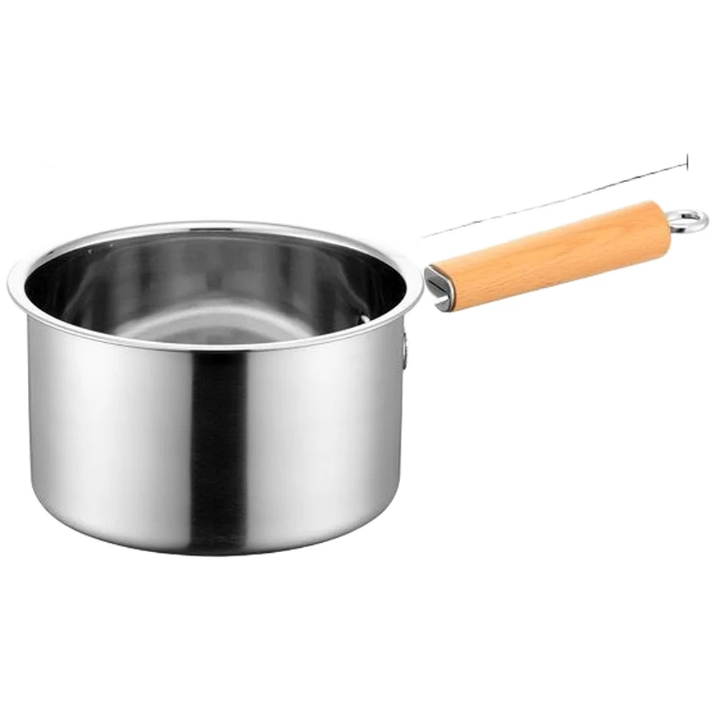 Stainless Steel Frying Pot 20x18x10.5cm with Clear Lid No Coating 304 SS for Baby Food Blanching and Straining