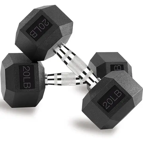 Hex Dumbbells 5, 10, 15, 20, 25, 30, 40 LB - Weight Set for Men and Women with Rubber Coated Cast Iron