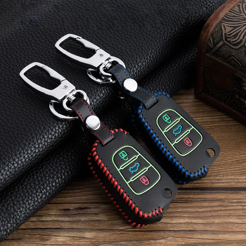 1Pcs Hot Sale Luminous Car Leather Key Cases Set Key Bags Auto Accessories for Kia K2K3K4K5KX3 Lion Running Wisdom Running