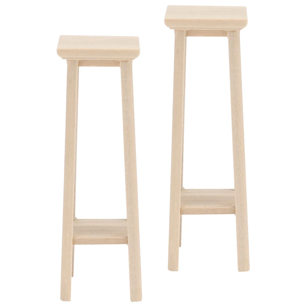 2 Pcs Miniature Flower Rack Model High Stool House Toy Furniture Models Accessory