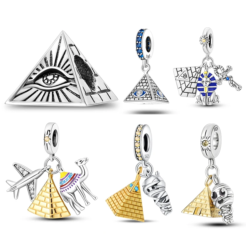 

Original Charms 925 Silver Pyramid Demon Eye Charms Beads Fits 3mm Original Bracelets Necklace Women DIY Fine Jewelry Hot Sale