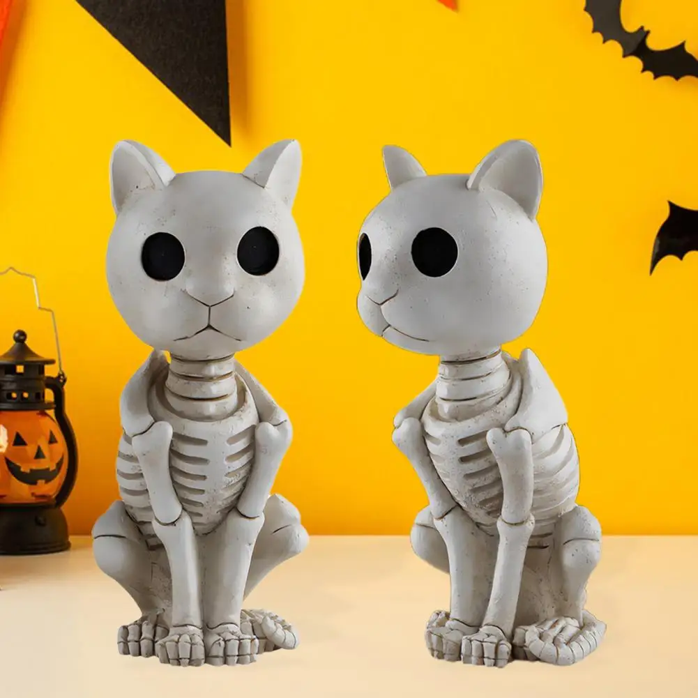 

Halloween Skull Cat Ornament Spooky Halloween Skeleton Cat Bones Ornaments for Home Decor Party Supplies Realistic Resin Bone