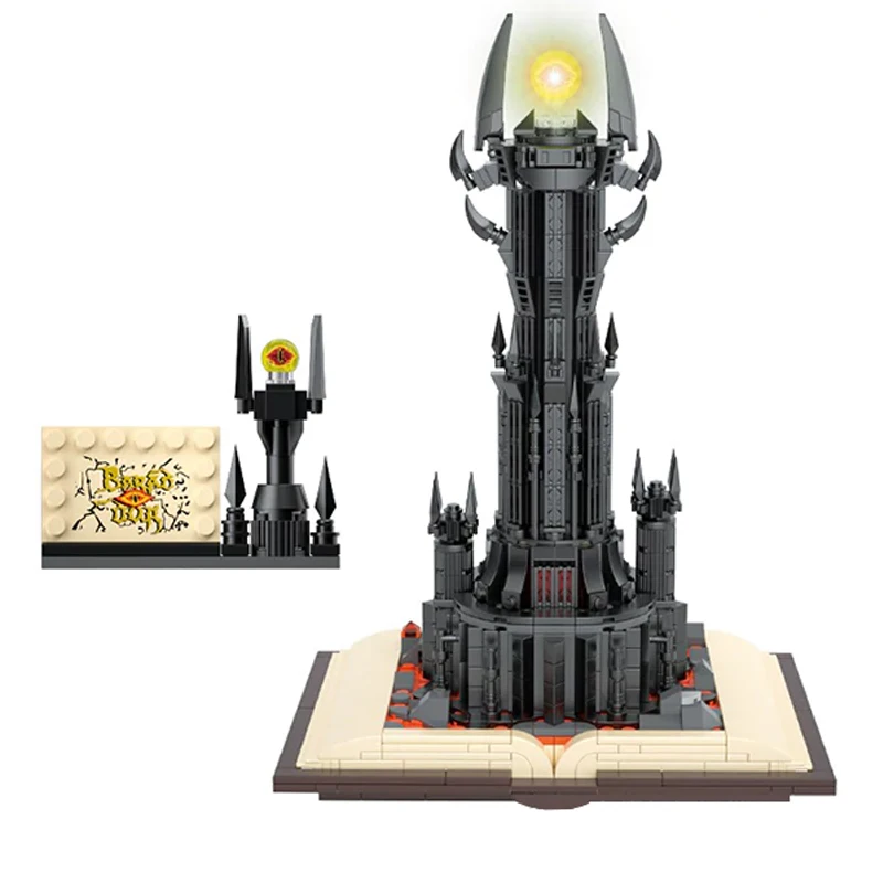 969PCS Magic Gastle on Book Lord Rings Sauron Eye Building Blocks with Led Light Assemble Brick Collection Toy Boy Kids Gifts