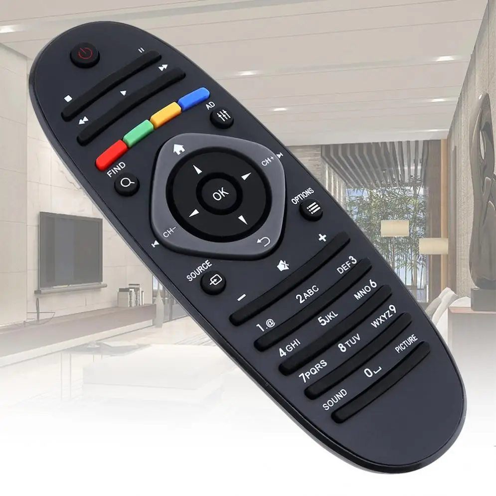 433 MHz IR TV Remote Control Fit for Philips TV 39PFL 42 46 50 55 PFL5721/T3 50PFL5820, Black Remote Control