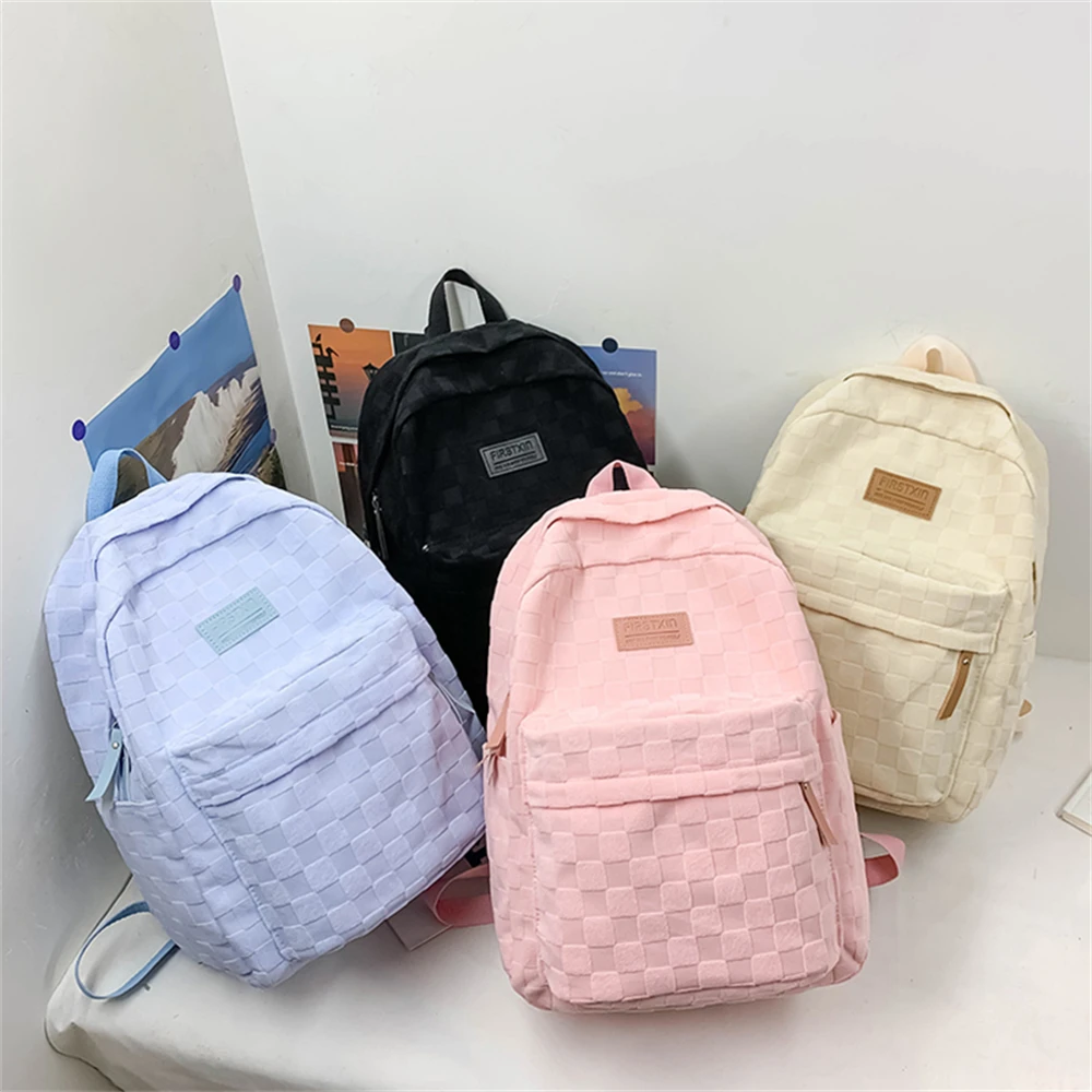 Large Capacity Ladies Backpack Solid Color High Quality Canvas Ladies Student Bag Fashion New Women Shoulder Bags Bolsa Feminina