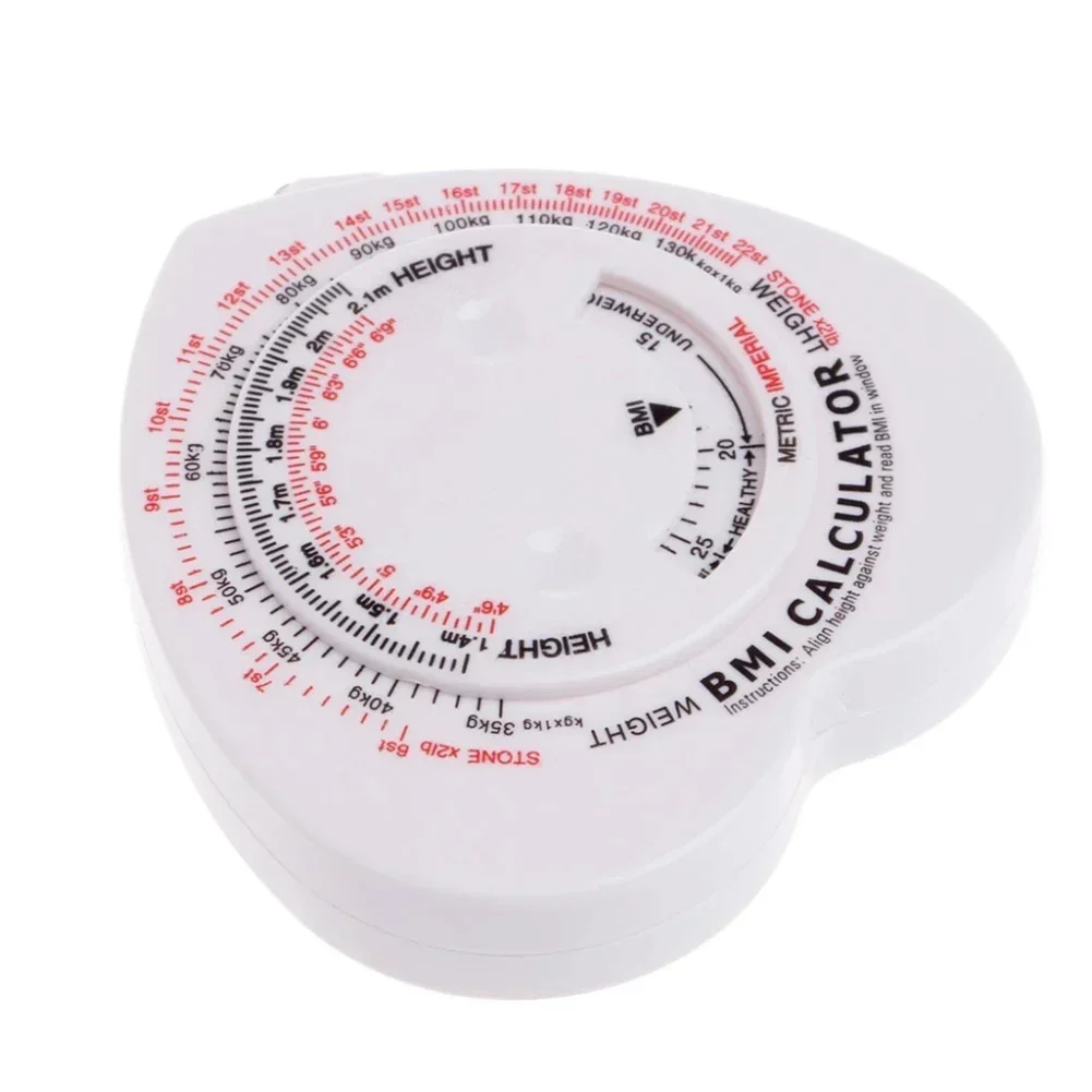 BMI Calculator Muscle Rule Tape 1.5m Center Button Coloured Tape Kg M Measure Metric System Push Button Retraction