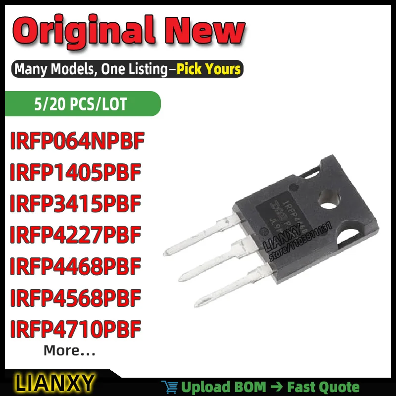 IRFP4568PBF IRFP4468PBF IRFP064NPBF IRFP4227PBF IRFP1405PBF IRFP4710PBF IRFP3415PBF IRFP7537PBF TO-247AC POWER SWITCH Brand New