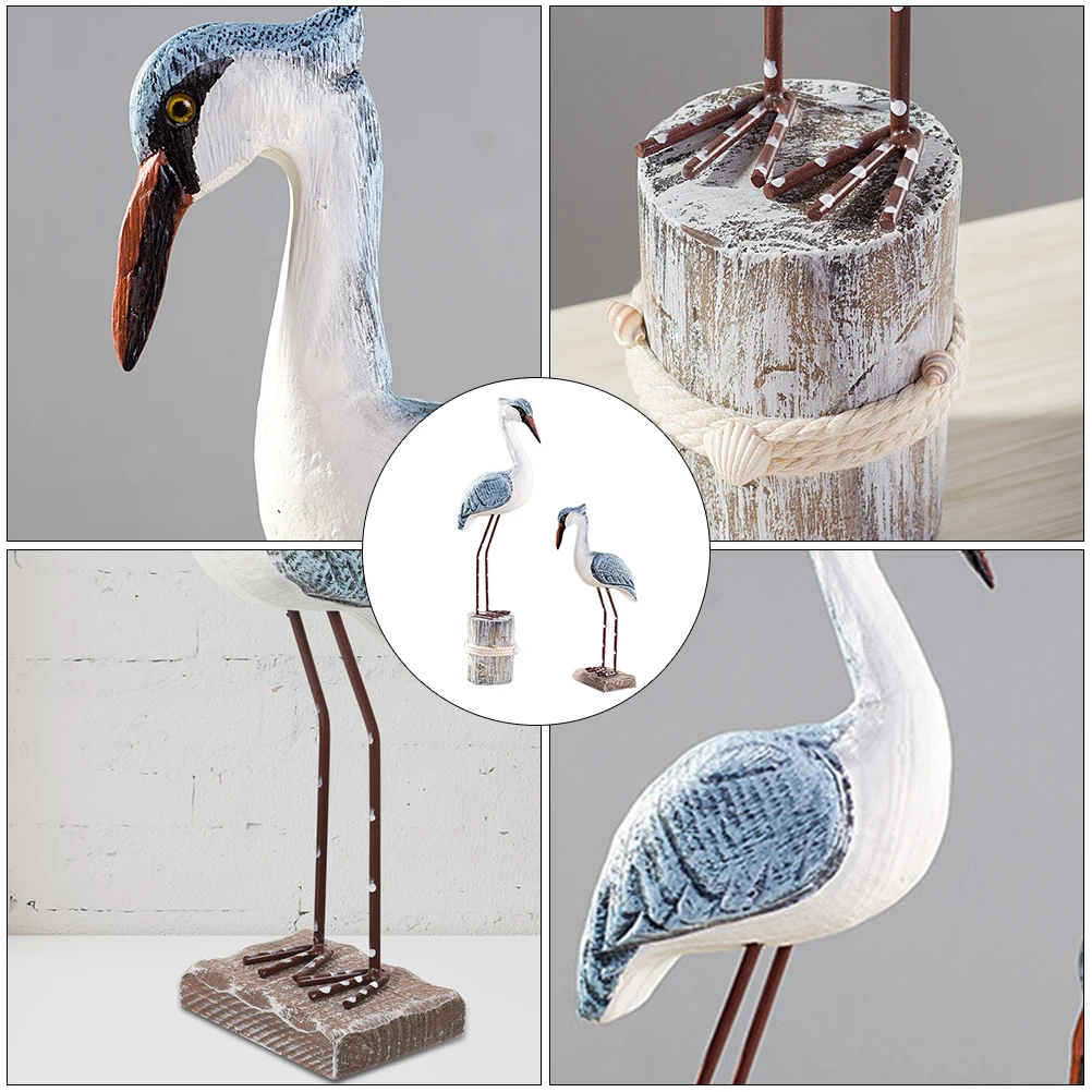 

2 pcs Adornments Wooden Craft Home Office Decor Realistic Look Eco Wooden Craft Seagull Gifts Family
