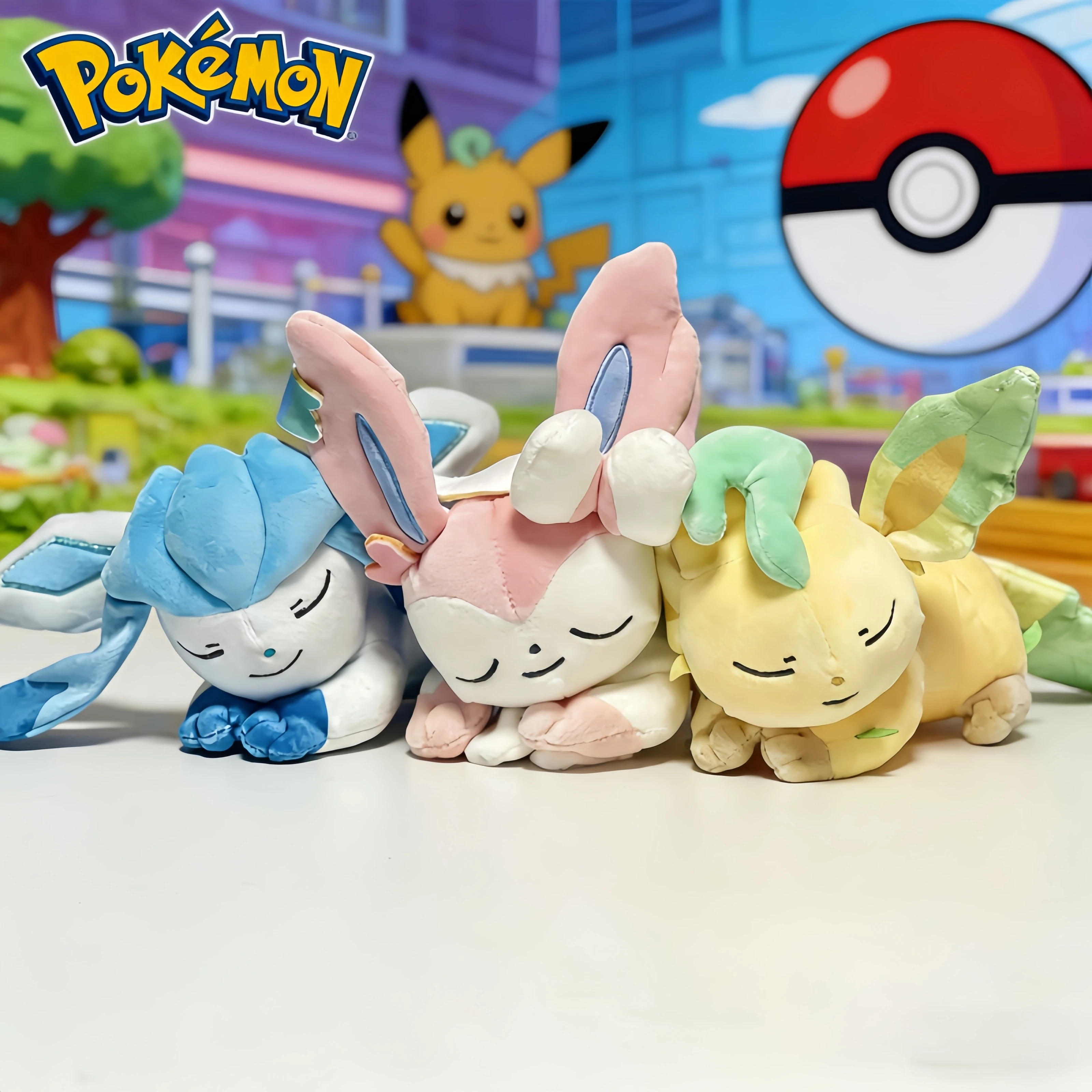 

Sleeping Pokemon Plush Toy Soft Cute Eevee Evolution Glaceon Leafeon Sylveon Doll Hobbies Collection Xmas Birthday Gifts