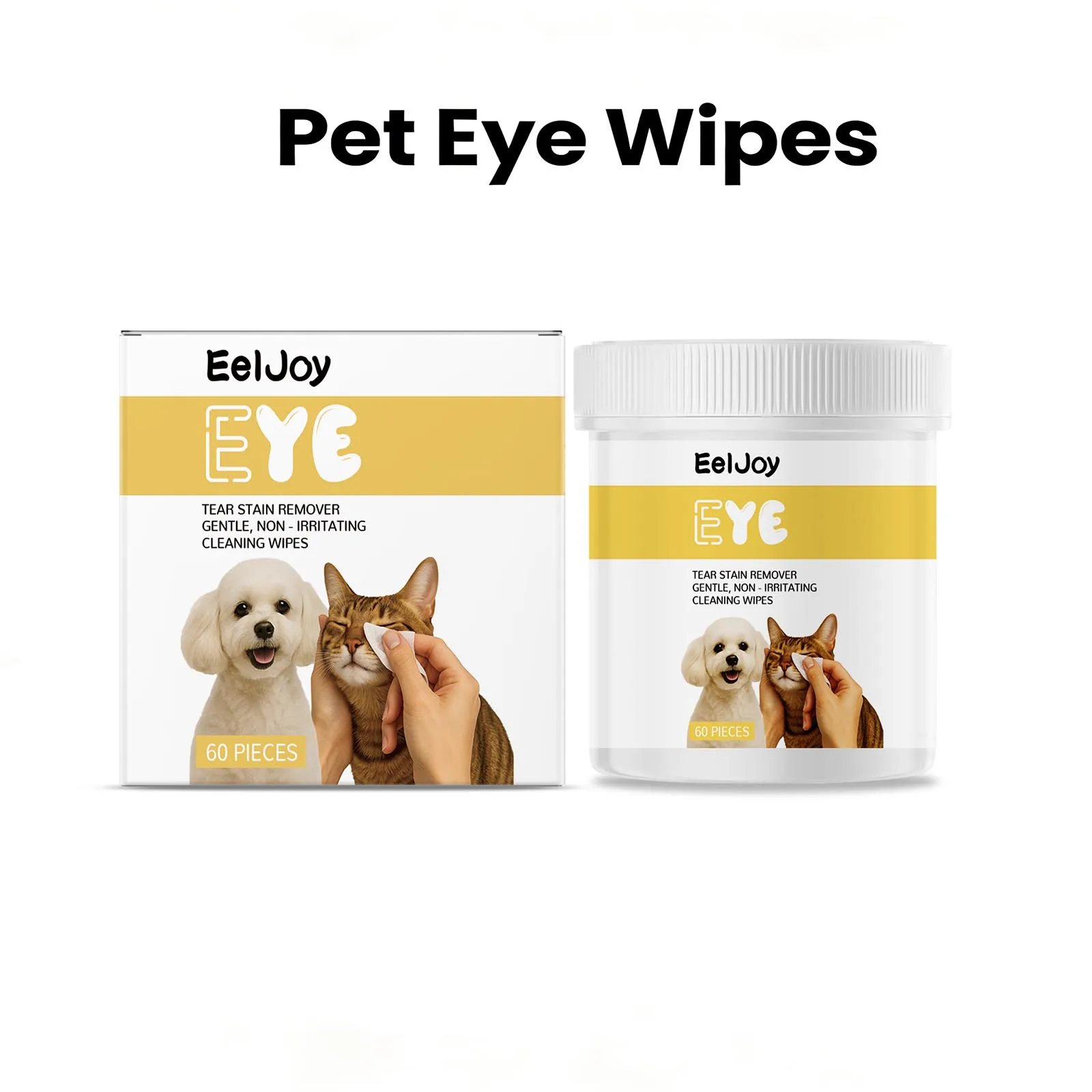 60pcs Pet Eye Wipes Soft Gentle Tear Stain Remover No Rinse For Dogs Cats Daily Eye Cleaning Care Pet Hygiene