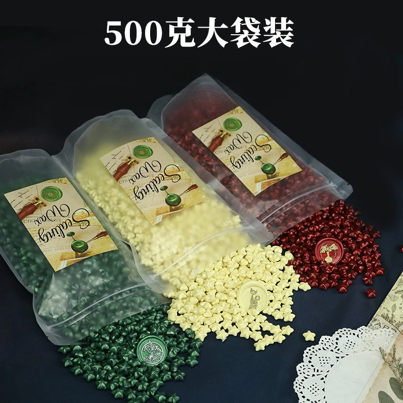 500g Star Seal Wax Particles Retro Seal Wax Mixed Color DIY Wedding Invitation Sealing Craft Handbook Decoration Letters Seals