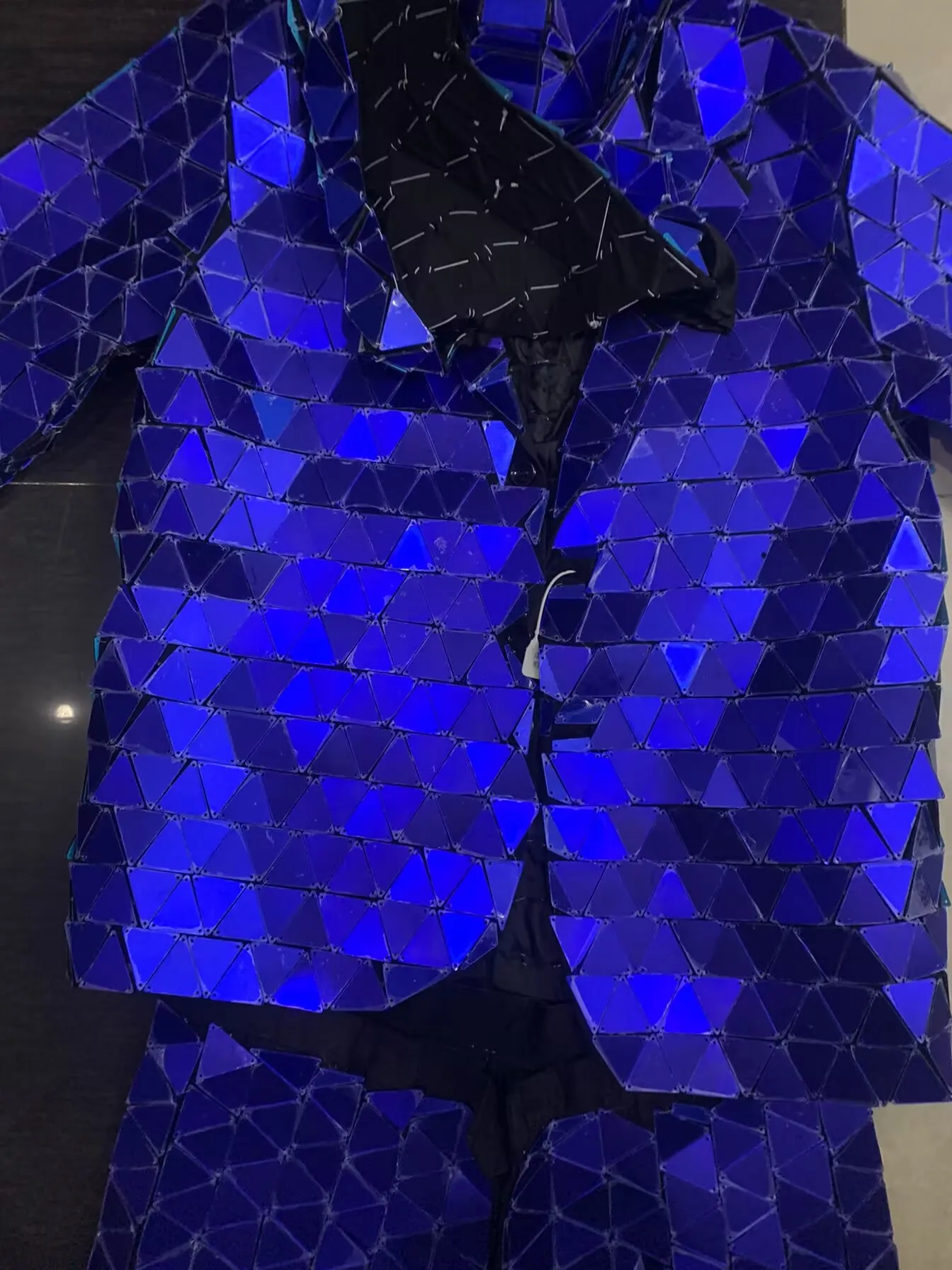 Niebieskie lustra Męskie kostiumy tancerzy srebrny kostium lustrzany pokaz sceniczny robot kostiumy taneczne impreza halloween taniec laserowy