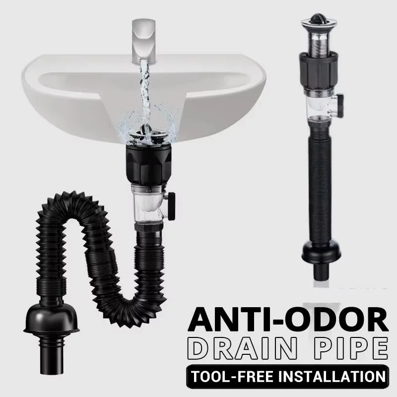 

1Pc Bathroom Washbasin Anti Blockage Accessories Kitchen Sink Drain Pipe Flexible Stretchable Deodorant Strainer Pipeline