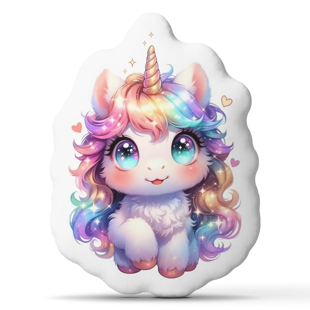 Cute Kawaii Unicorn Throw Pillow Rainbow Mane Shaped Stuffed Cushion Fantasy Decorative Pillow Bedroom Decor Home Accent Gift