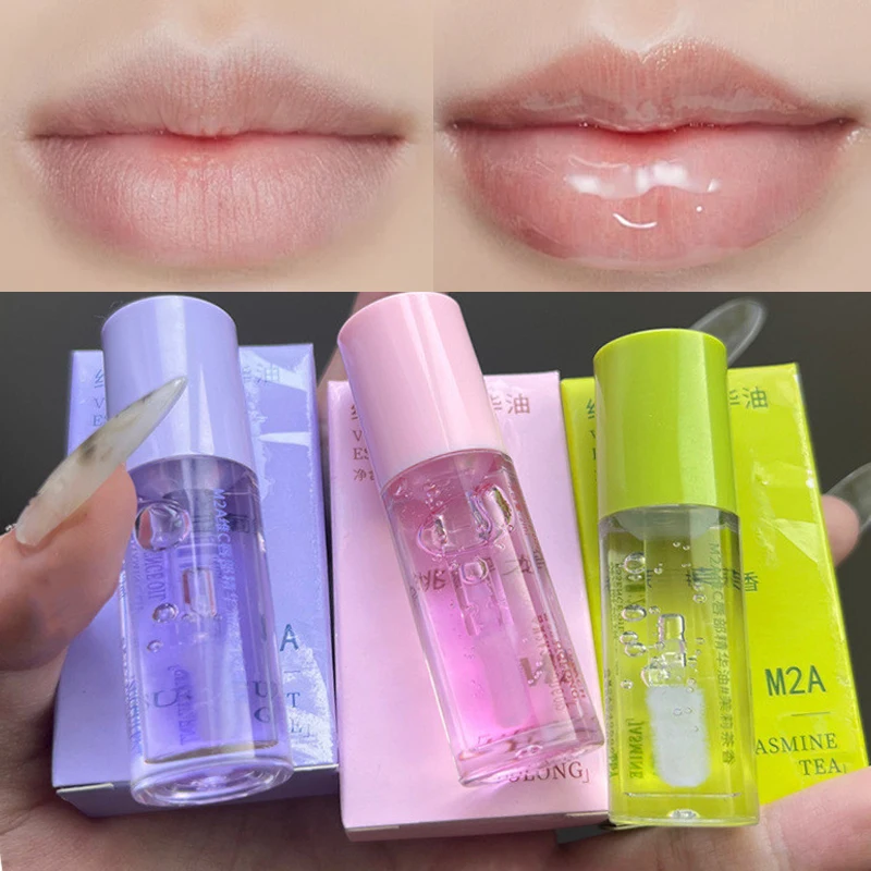 Crystal Jelly Lip Oil Lasting Hydrating Plumping Liquid Lipstick Clear Lips Tint Moisturizing Non Sticky Mirror Lip Gloss Makeup