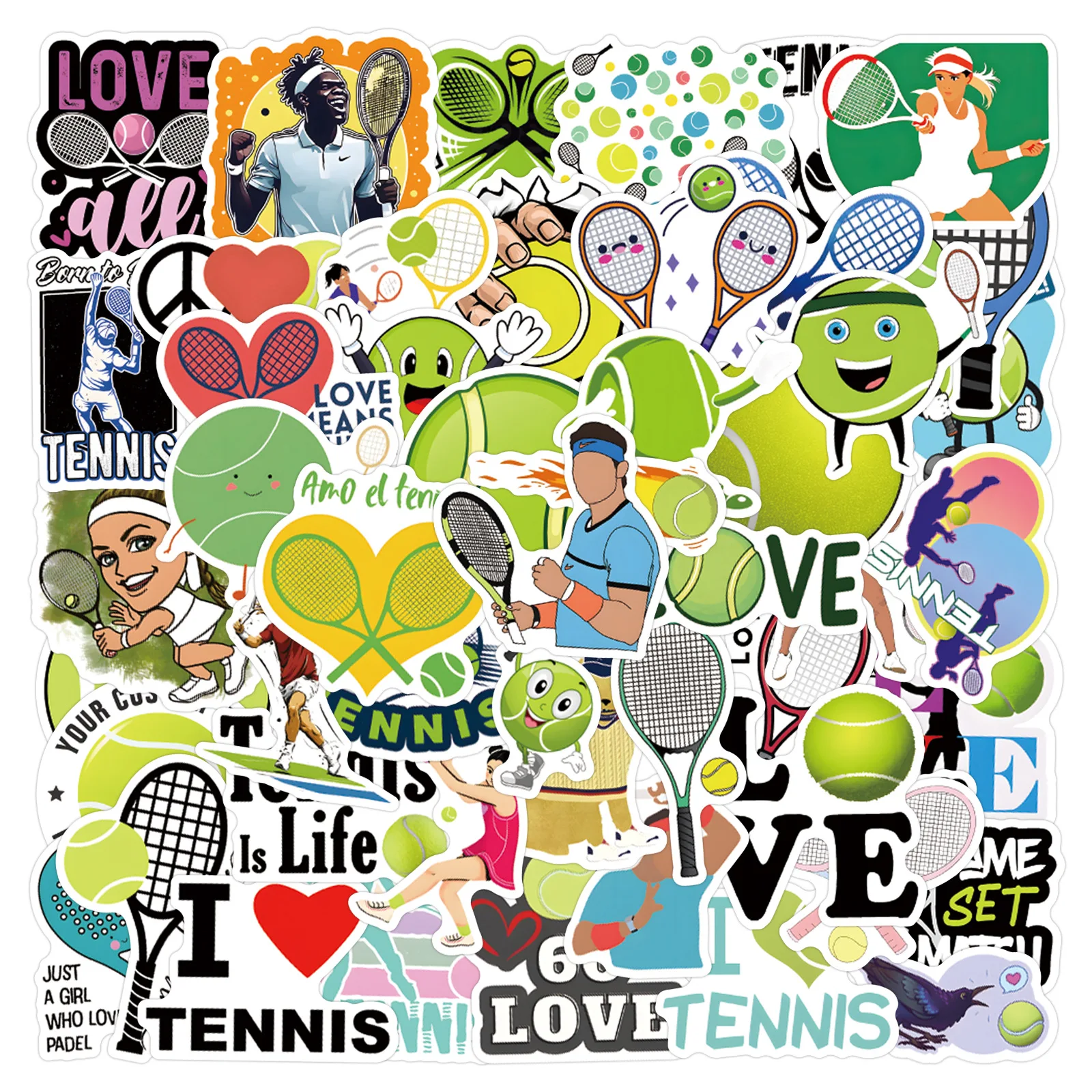 10/30/50/110PCS Tennis Sports Cartoon Stickers Graffiti Decals Waterproof Aesthetic DIY Skateboard Bike Suitcase Freezer Laptop