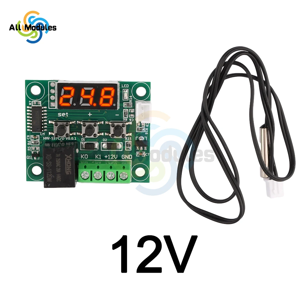 W1209 Digital Temperature Controller Module -55℃~120℃ Temperature Control Switch NTC Waterproof Sensor Probe