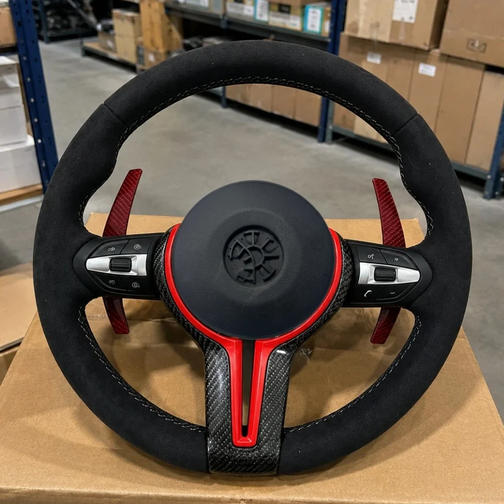 Custom Suede Steering Wheel For BMW F80 M3 M4 F82 F85 F90 X5 F15 E70 E90 F10 F20 F22 F30 F31 M2 F87 M3 Factory Direct