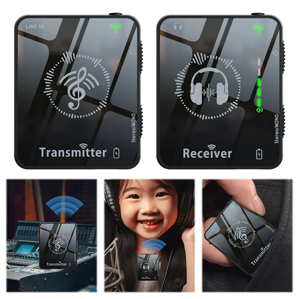 2.4GHz Transmitter & Receiver Rechargeable Wireless in Ear Monitor System Support Mono/Stereo Wireless In-Ear Monitor System