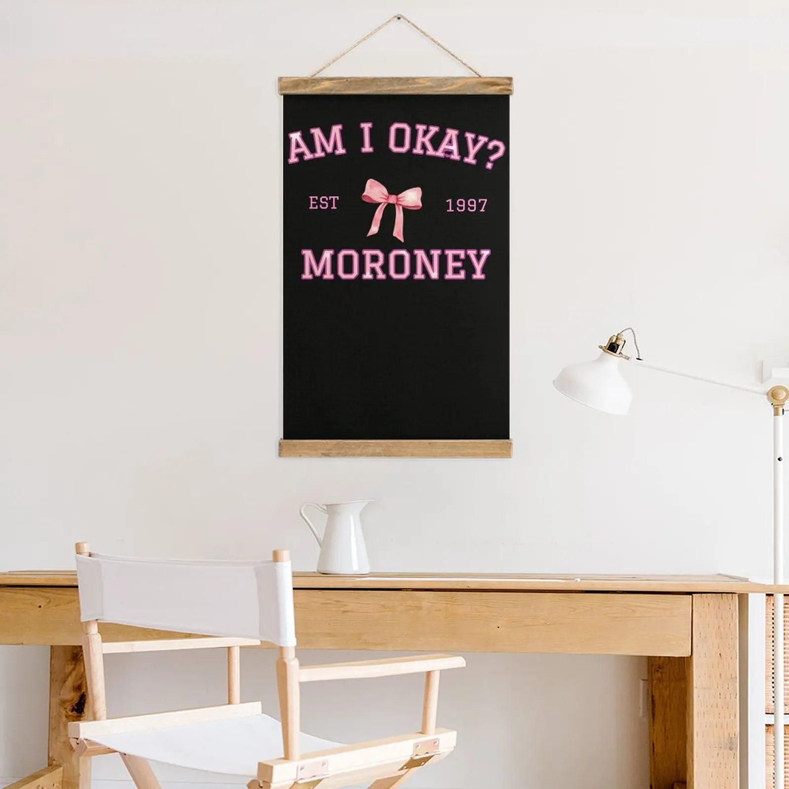 أعلى جودة AM I OKAY MORONEY الكتان معلقة اللوحة صورة معلقة مكتب مضحك     جدارية نمط شنق الصور