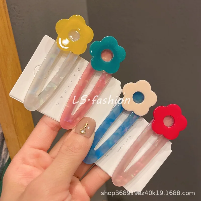 

Заколка для волос с цветами, милый темперамент и челки с уксусной кислотой для девочек, летние аксессуары для волос