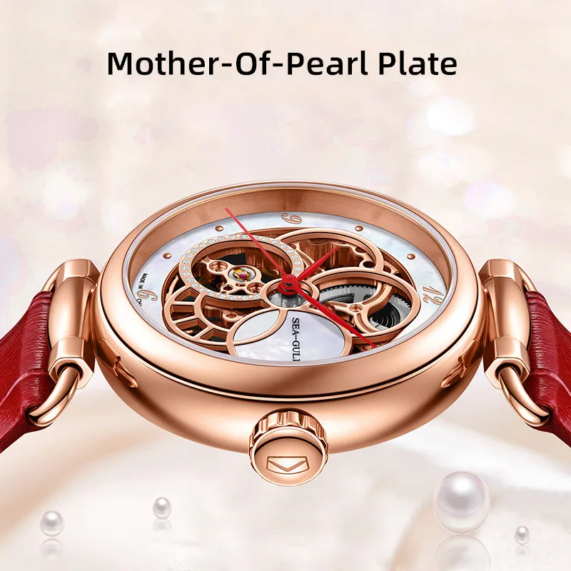 2022 New Seagull Mechanical Watch Mother-of-Pearl Hollow Women\'s Mechanical Watch reloj mujer Watch For Women 6142KL