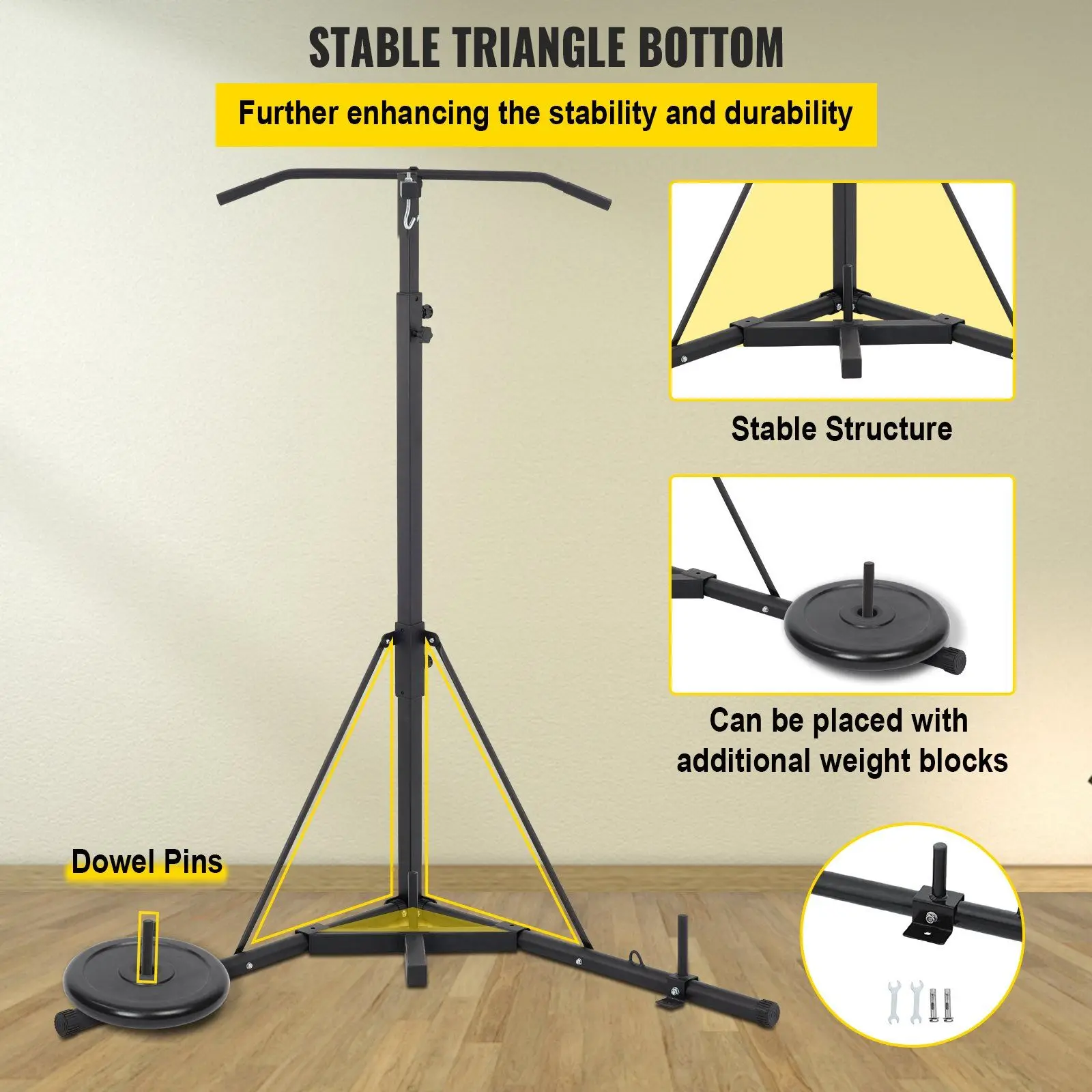 Foldable Boxing Bag Stand Steel Sandbag Home and Gym Fitness. 2 in 1 Heavy Bag Stand, Height Adjustable Punching Bag Stand,