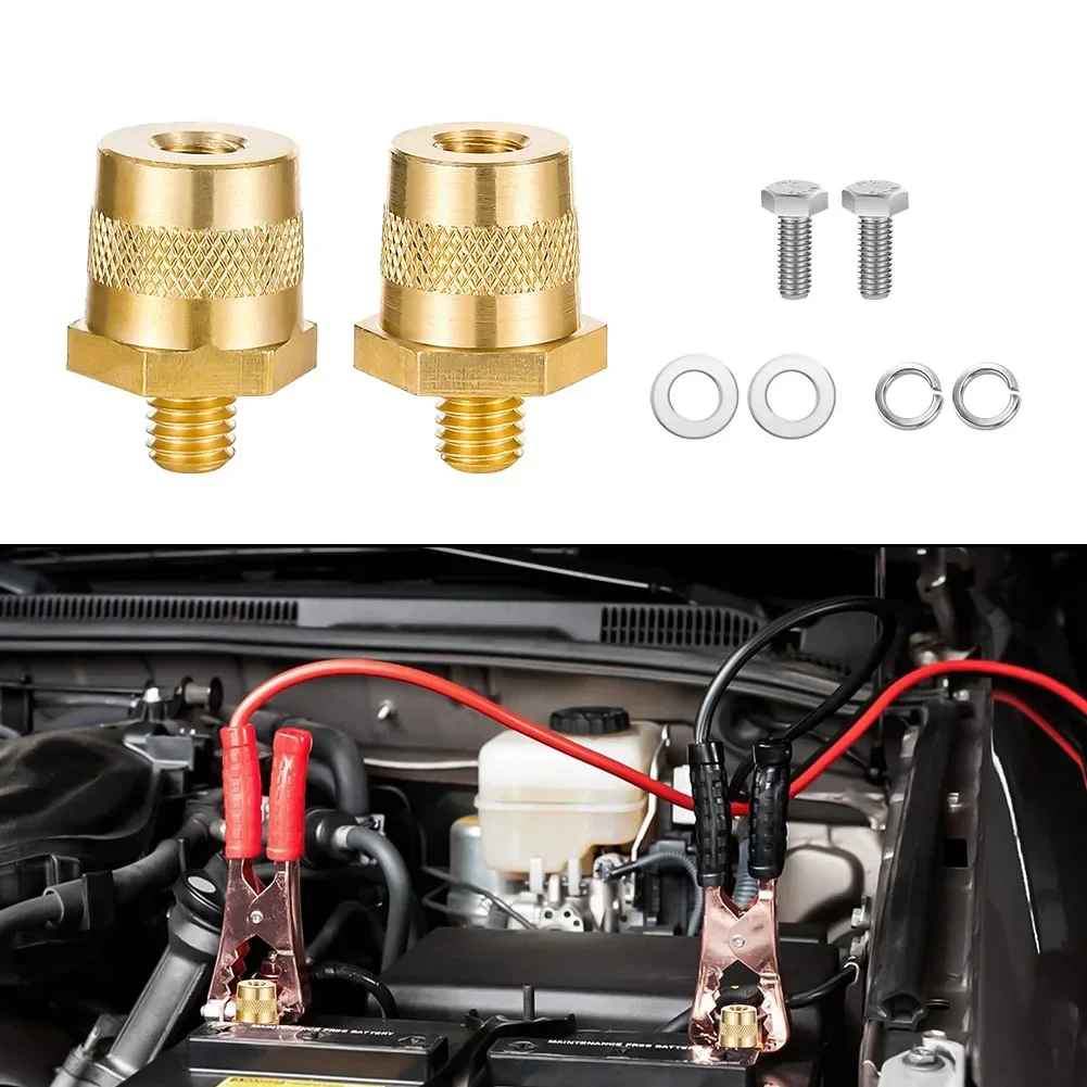 2pcs Terminal Connectors Terminal Connectors Car Battery Connection Terminals M8 Battery Pole Adapter Universal