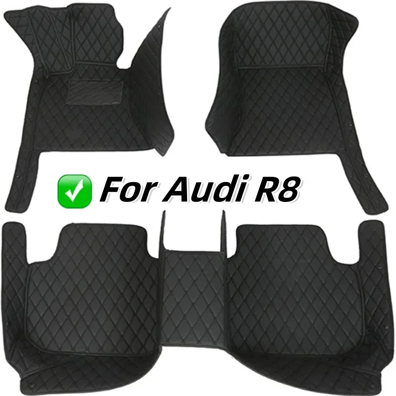 Custom Stripe Leather 5D Car Floor Mats for Audi R8 Interior Accessories Carpet