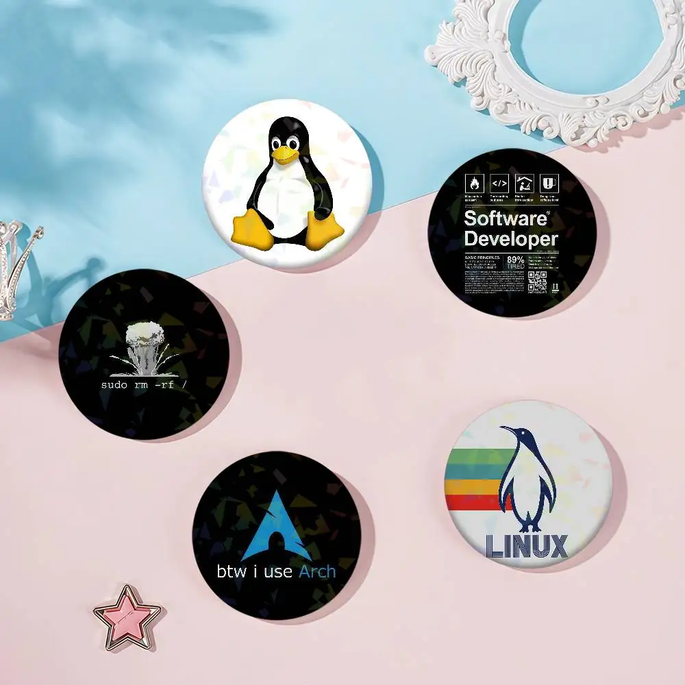 Fashion L-Linux Cool Badge Set Glass Shine Brooches Lapel Backpack Costume Gifts Decoration Birthday
