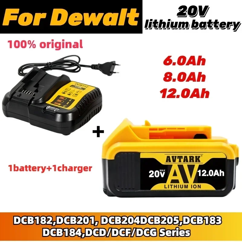 

20V 12.0 Ah Original Battery Power Tool for DeWalt battery DCB184 DCB181 DCB182 DCB200 20V 6A 18Volt 20v Battery with charger