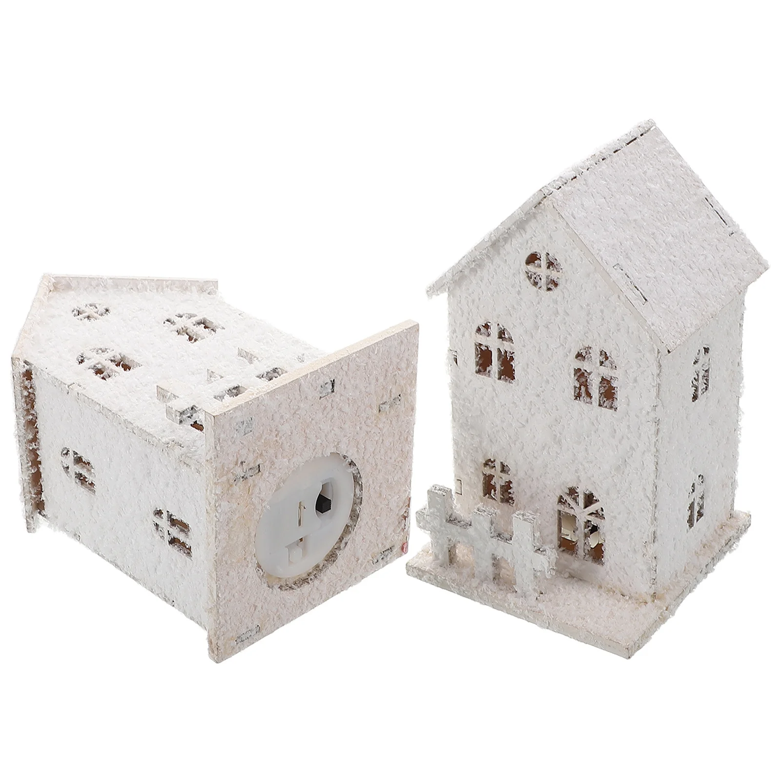 

2Pcs Luminous Wood Decor Christmas Themed Wooden Craft Glowing Xmas Adornment for Desk Decor Living Room Study Cafe