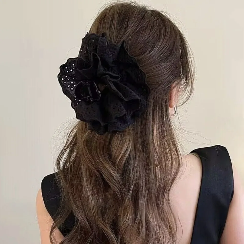 Pinza para el pelo de gran tamaño, accesorios para el cabello, tocado de encaje, Pinza de agarre, horquilla de Color sólido para mujer