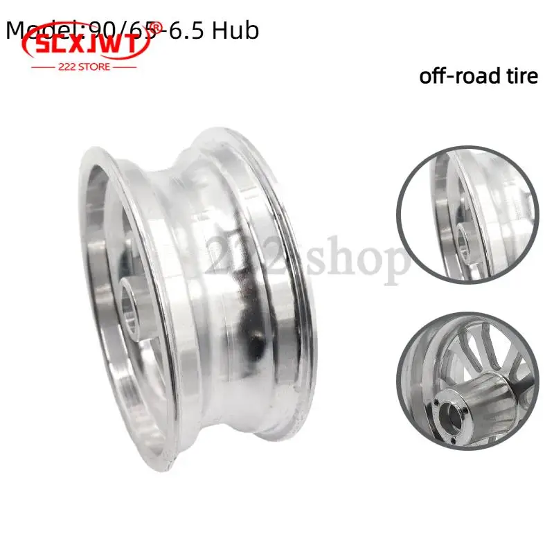 Фото Высококачественные колеса 90/65-6.5 (передние) или 110/50-6.5 (задние) из алюминия, подходящие для аксессуаров для скутеров.