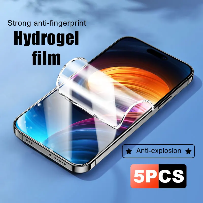 

Гидрогелевая пленка 5 шт., Защитная пленка для iPhone 16 Plus, 15 Pro Max, не стекло, мягкое полное покрытие, мягкая защита экрана 14, 13 Pro, 12, 11