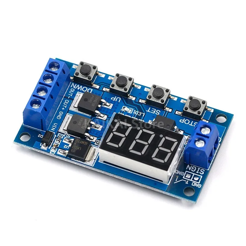 Dc 12v 24v mos duplo led digital tempo atraso relé gatilho ciclo temporizador atraso interruptor de circuito placa de controle de tempo módulo diy