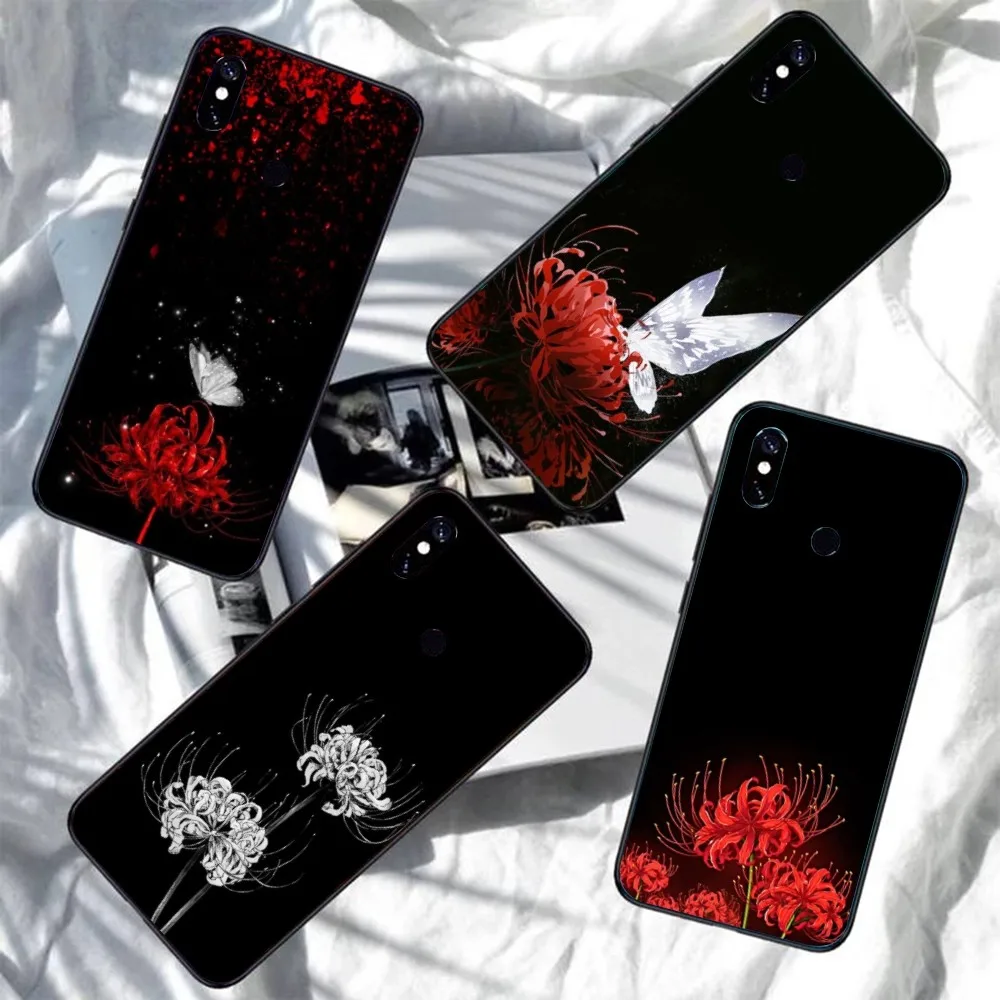 Red Spider Lily Mobile Cell Phone Case for Xiaomi Redmi Note 12 11 10 9T 8 7 Pro 9 9A 9C 8 Black Soft Phone Cover Funda