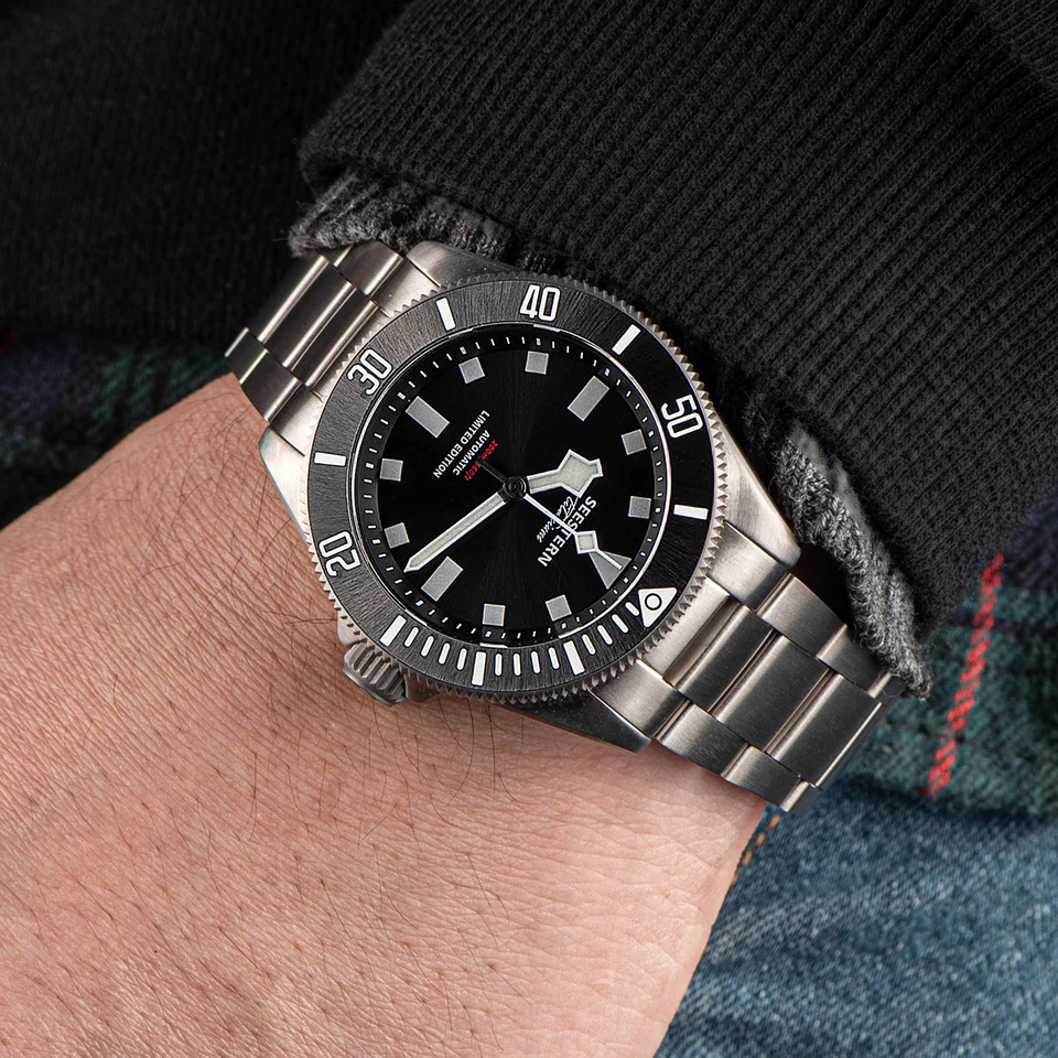 SEESTERN-Reloj de pulsera de titanio para hombre, cronógrafo